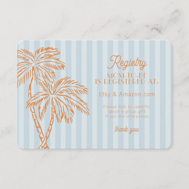 Blue Palm Springs Pastel Beach Registry Insert (Front)