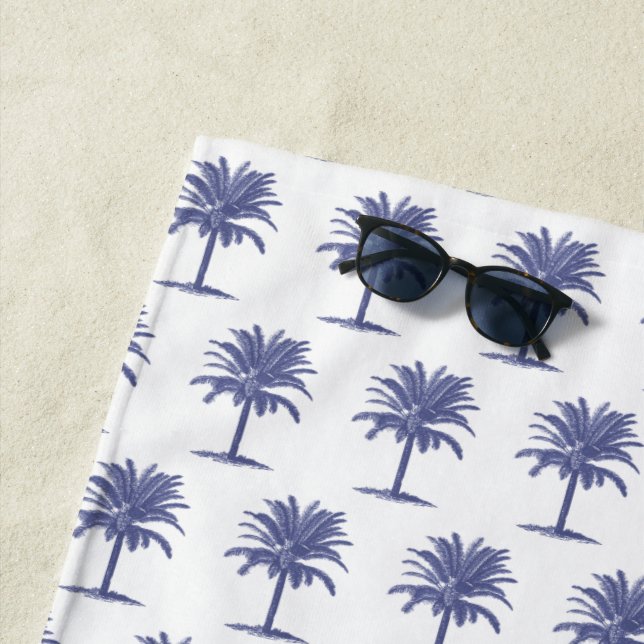 Blue Palm Tree Beach Towel (In Situ)