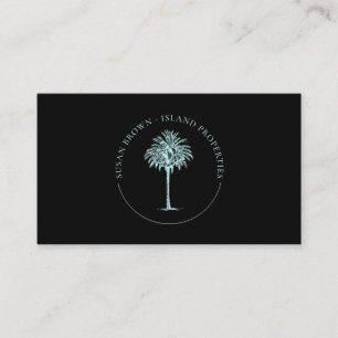 Blue Palm Tree Logo Business Card