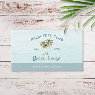 Blue Palm Tree modern Beach House Business Card