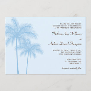 Blue Palm Tree Tropical Wedding Invitations