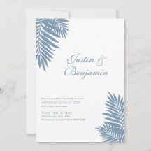 Blue Palm Tropical Wedding Invitation 5 X 7