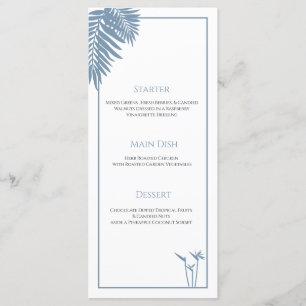 Blue Palm Wedding Personalised Plate Menu Cards
