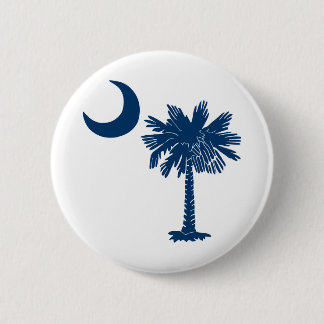 Blue Palmetto on White Button