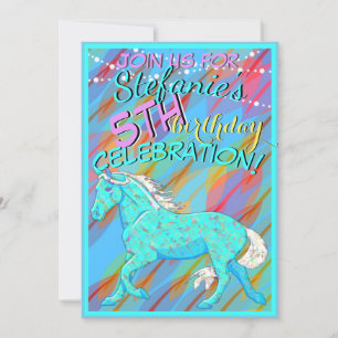 Blue Palomino Birthday(colourful leaves/pic) Invitation