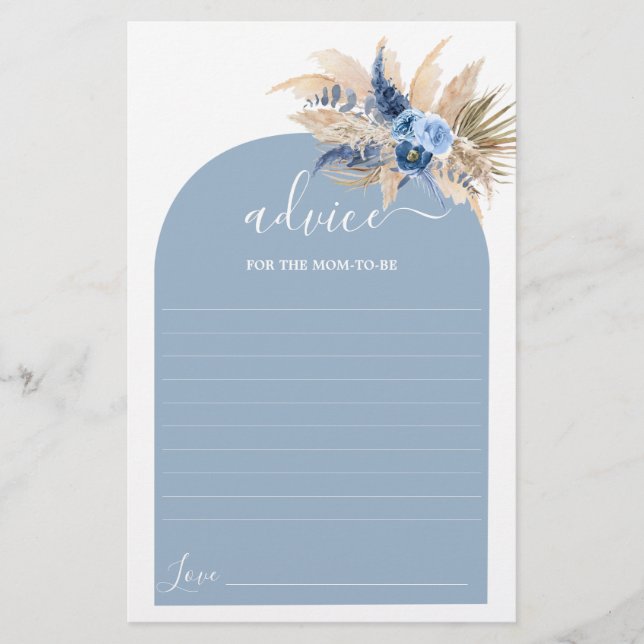 Blue Pampas Grass Advice for Mum To Be card (Front)