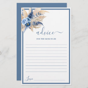 Blue Pampas Grass Advice for Mum To Be card