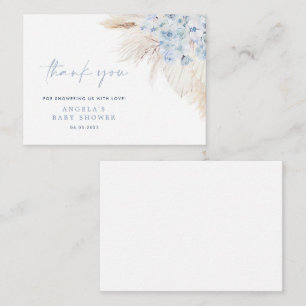 Blue Pampas Grass Boy Baby Shower Thank You Card