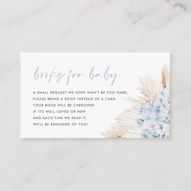 Blue Pampas Grass Boy Books For Baby Card (Front)