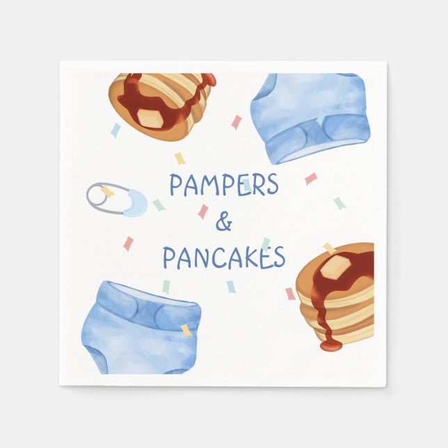 Blue pampers and pancakes plates napkin (Front)