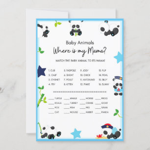 Blue Panda Baby Shower Game Size Invitation