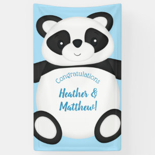 Blue Panda Bear Baby Shower Banner