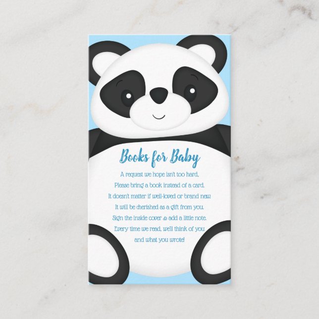Blue Panda Bear Baby Shower Enclosure Card (Front)