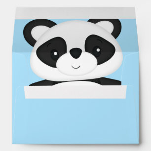 Blue Panda Bear Baby Shower Envelope