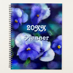 Blue Pansies Floral Flower Flowers Pansy Teal Planner