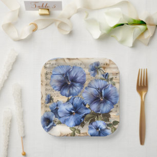 Blue Pansies Music Sheet  Paper Plate