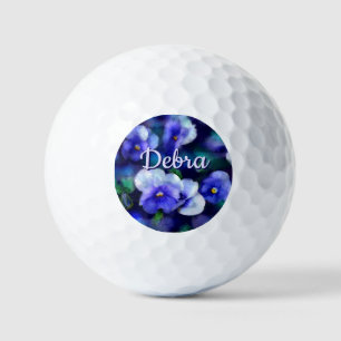 Blue Pansies Pansy Flower Floral Personalised Golf Balls