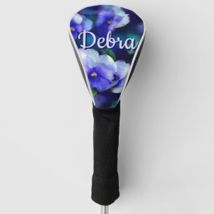 Blue Pansies Pansy Flower Floral Personalised Golf Head Cover
