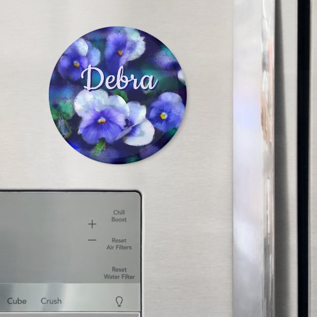 Blue Pansies Pansy Flower Floral Personalised Magnet (In Situ (Fridge))