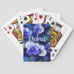 Blue Pansies Pansy Flower Floral Personalised Playing Cards