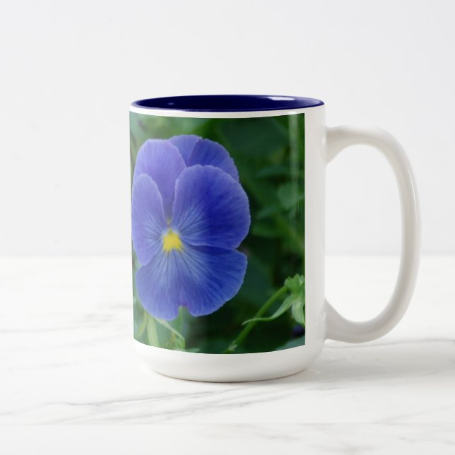 Blue Pansies Two-Tone Coffee Mug (Right)
