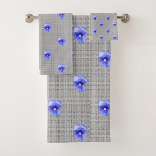 Blue Pansy  Bath Towel Set (Insitu)