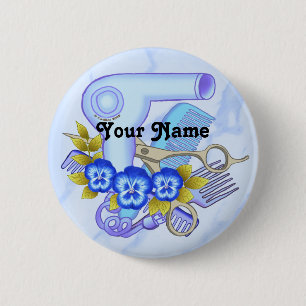 Blue Pansy Beautician  6 Cm Round Badge
