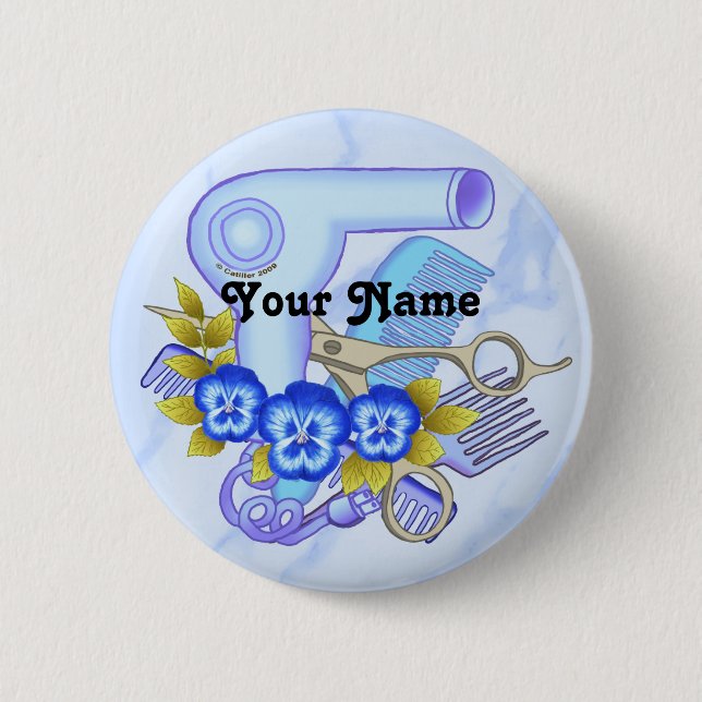 Blue Pansy Beautician  6 Cm Round Badge (Front)