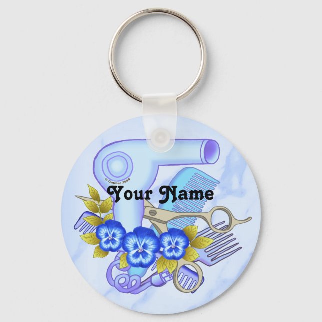 Blue Pansy Beautician   Key Ring (Front)