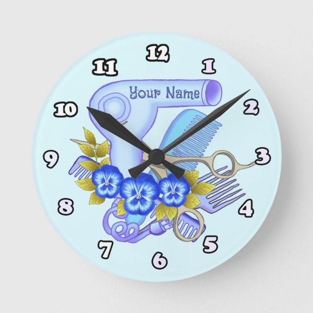 Blue Pansy Beauty Parlour  beautician clock (Front)
