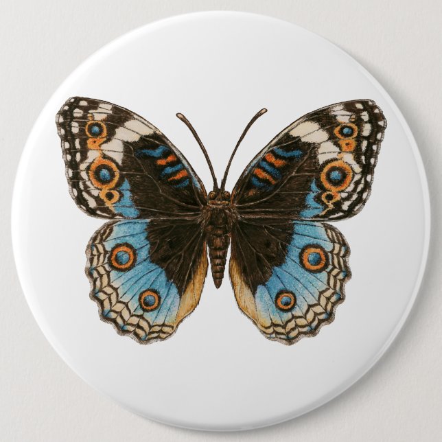 Blue Pansy Butterfly 6 Cm Round Badge (Front)