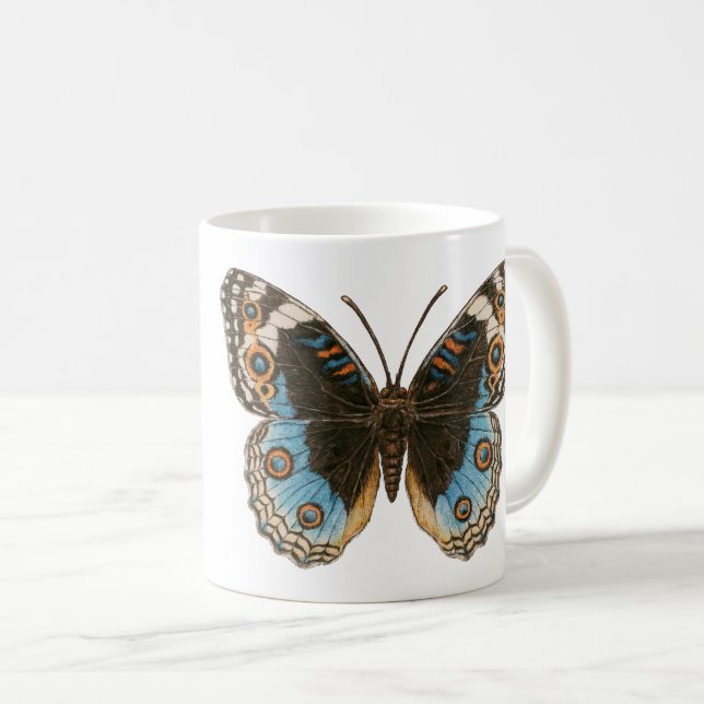 Blue Pansy Butterfly Coffee Mug (Front Right)