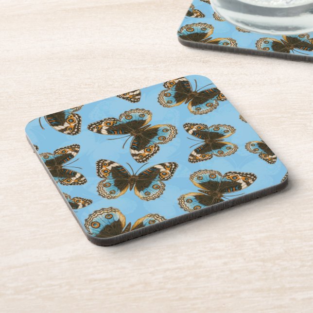Blue Pansy Butterfly pattern Coaster (Left Side)