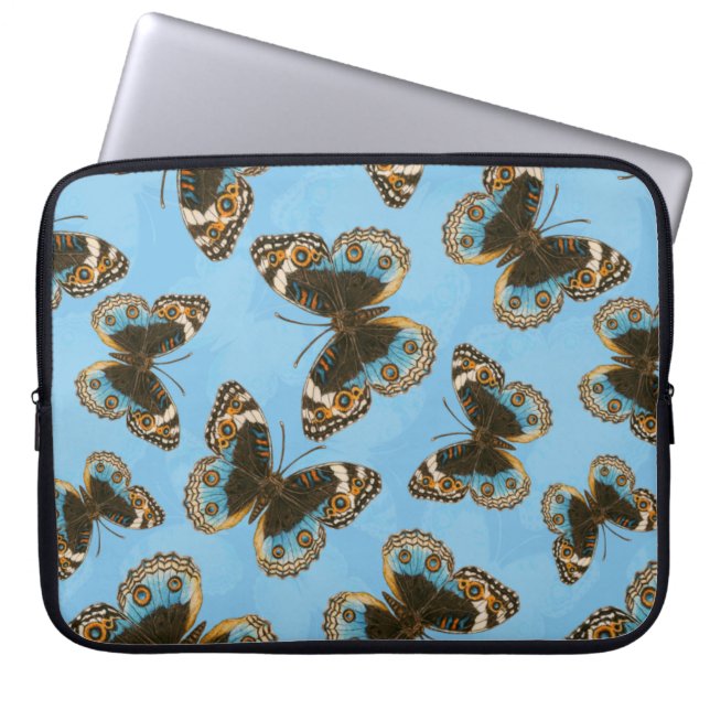 Blue Pansy Butterfly pattern Laptop Sleeve (Front)