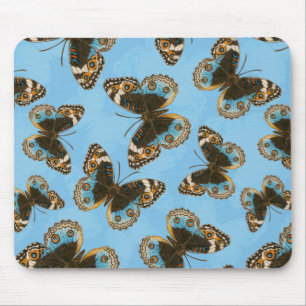 Blue Pansy Butterfly pattern Mouse Mat