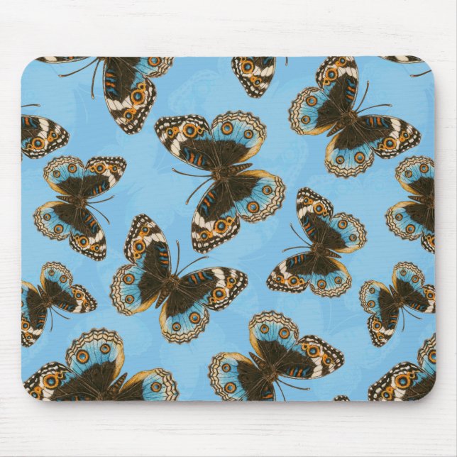 Blue Pansy Butterfly pattern Mouse Mat (Front)