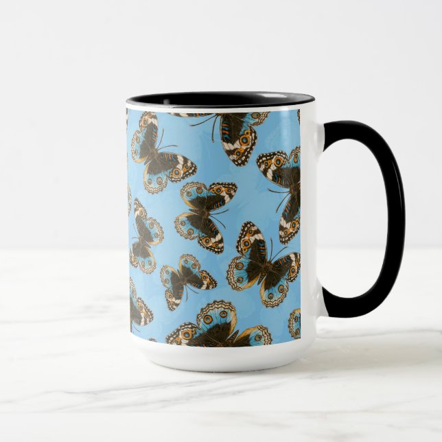 Blue Pansy Butterfly pattern Mug (Right)