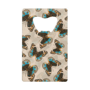 Blue Pansy Butterfly pattern on off white