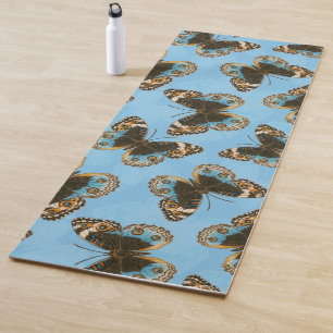 Blue Pansy Butterfly pattern Yoga Mat