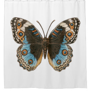 Blue Pansy Butterfly Shower Curtain