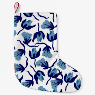 Blue Pansy Floral: Hand-Drawn Seamless. Small Christmas Stocking