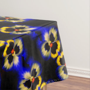 Blue Pansy Flower Abstract Pattern Tablecloth