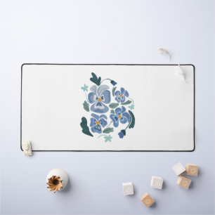 Blue Pansy Flowers Aesthetic Pansies Desk Mat
