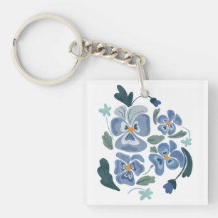 Blue Pansy Flowers Aesthetic Pansies Key Ring