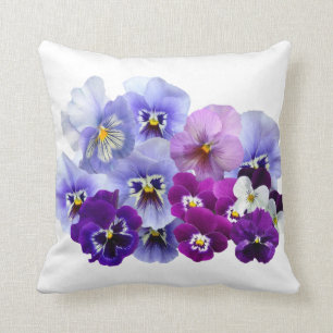 Blue Pansy Flowers Floral Spring Pansies Cushion