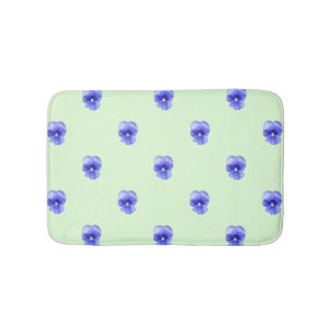 Blue Pansy on Mint - bath mat