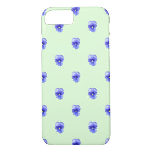 Blue Pansy on Mint - Phone Case