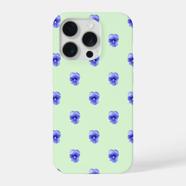 Blue Pansy on Mint - Phone Case (Back)
