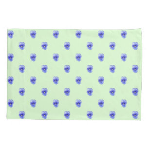 Blue Pansy on Mint - Pillowcase