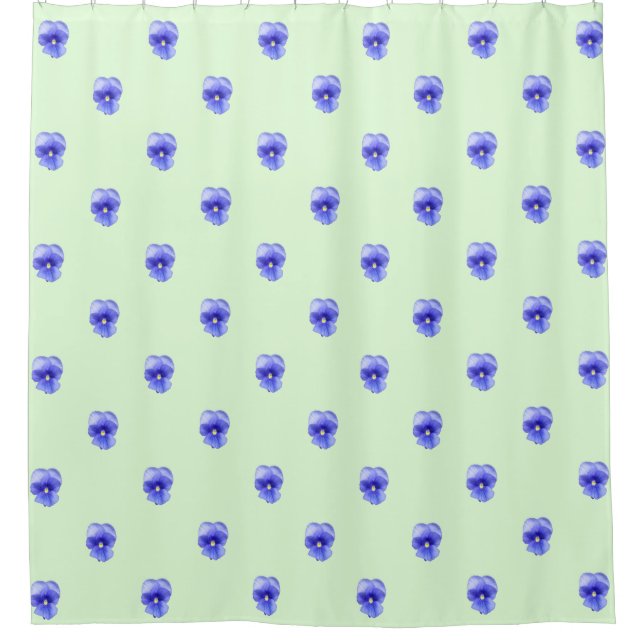 Blue Pansy on Mint - shower curtain (Front)